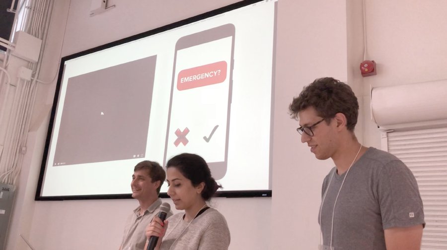 Three participants presenting their design idea for self-driving cars providing services during sub-emergency medical visits